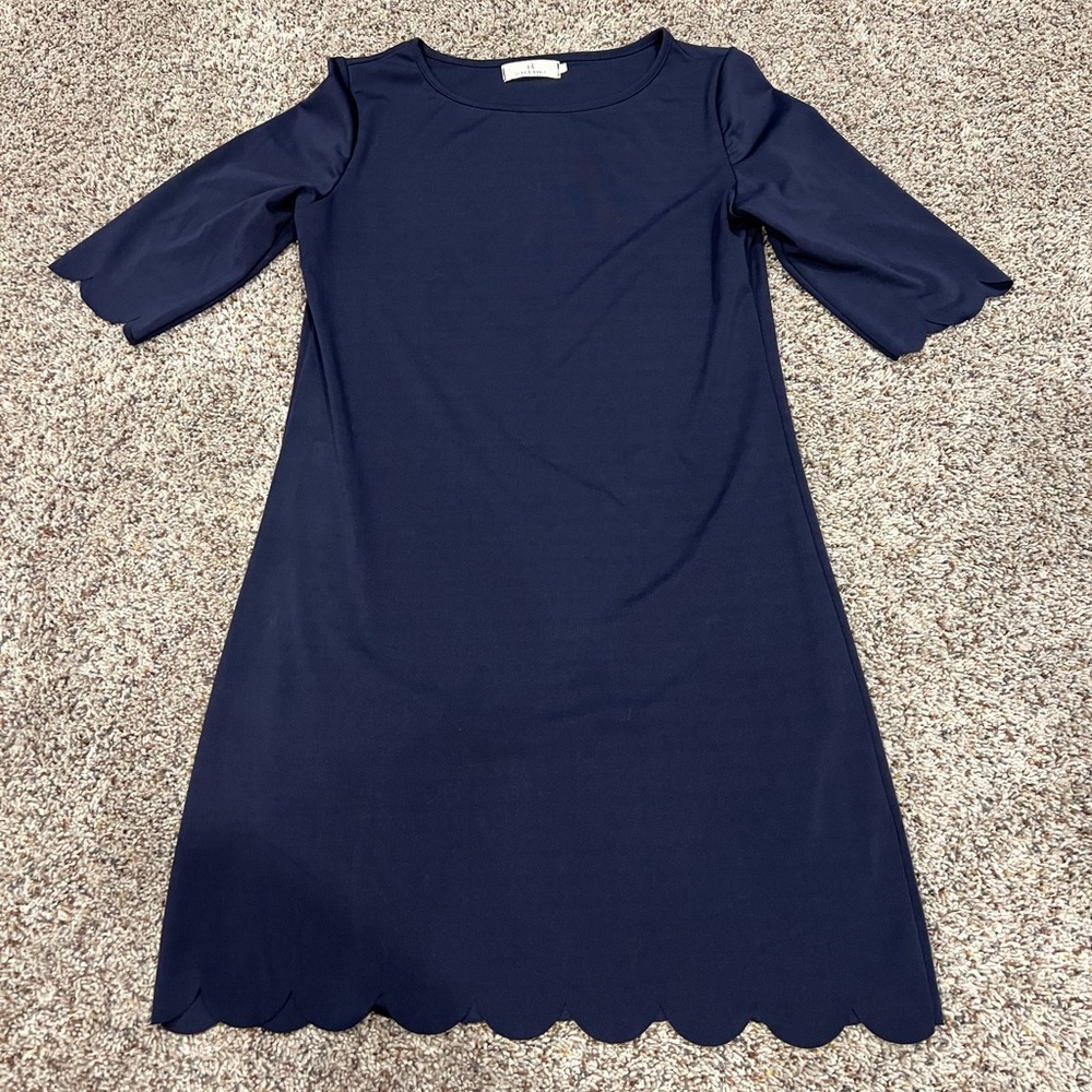 Baluoke Scalloped Navy Blue Dress